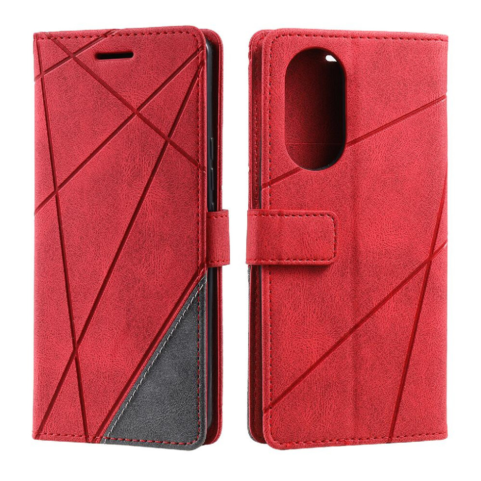 (Red) Case For Honor 50 Shockproof Pu Leather Card Holder Kickstand Magnetic Wallet Flip Folio Red 764762578145