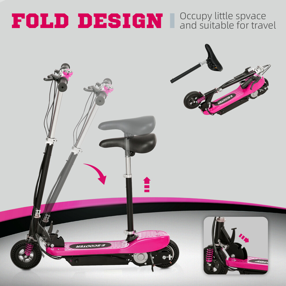 homcom-folding-ride-on-powered-scooter-w--warning-bell-for-age-4-14-years--pink