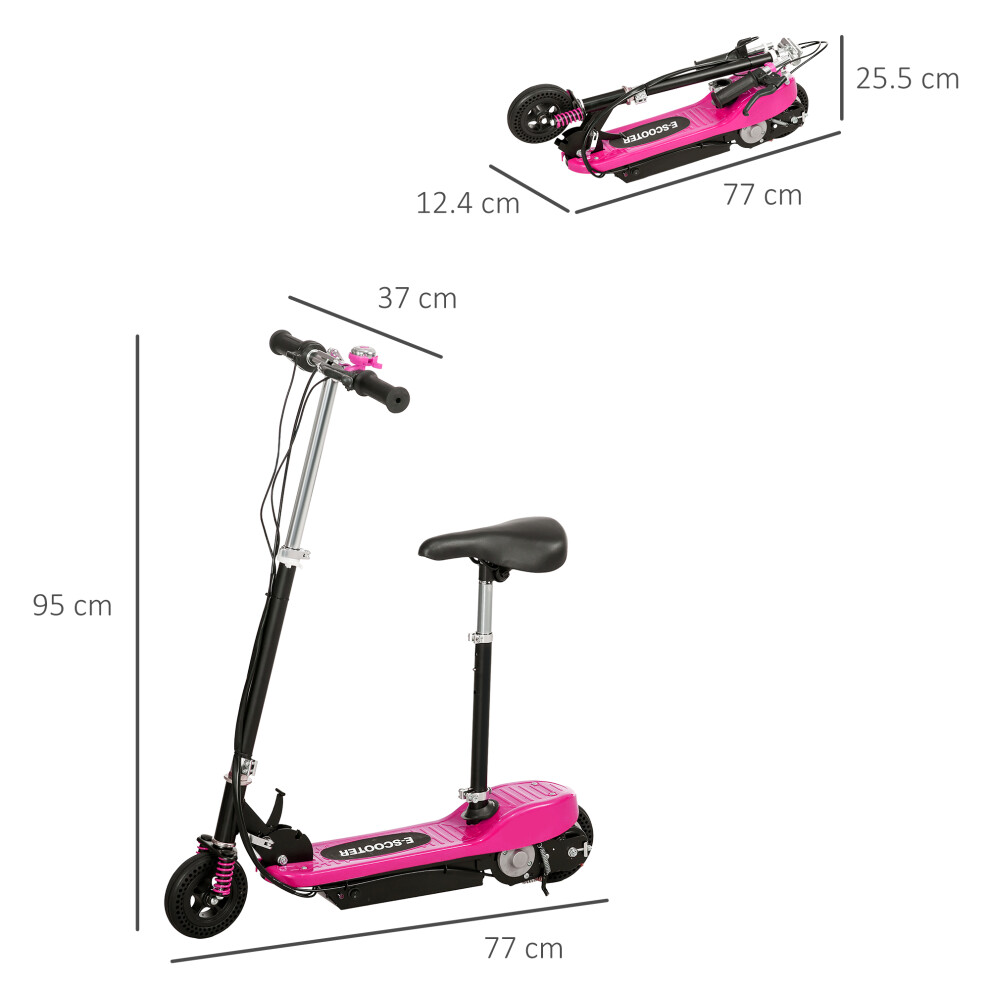 homcom-folding-ride-on-powered-scooter-w--warning-bell-for-age-4-14-years--pink