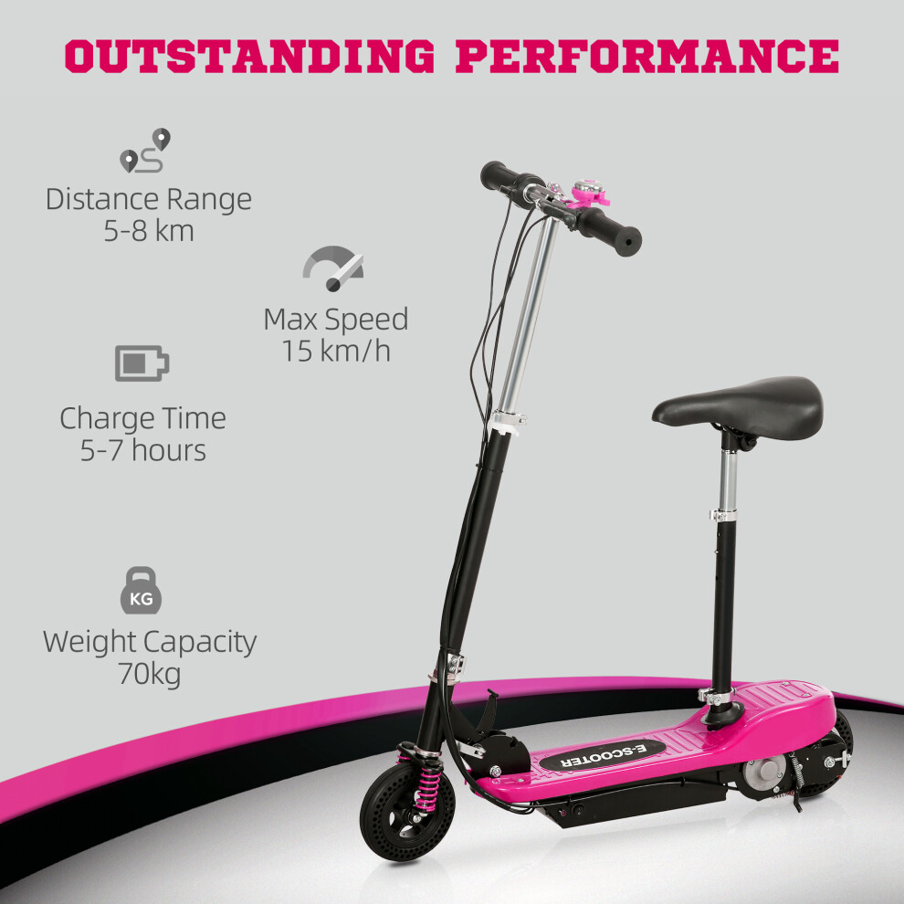 homcom-folding-ride-on-powered-scooter-w--warning-bell-for-age-4-14-years--pink