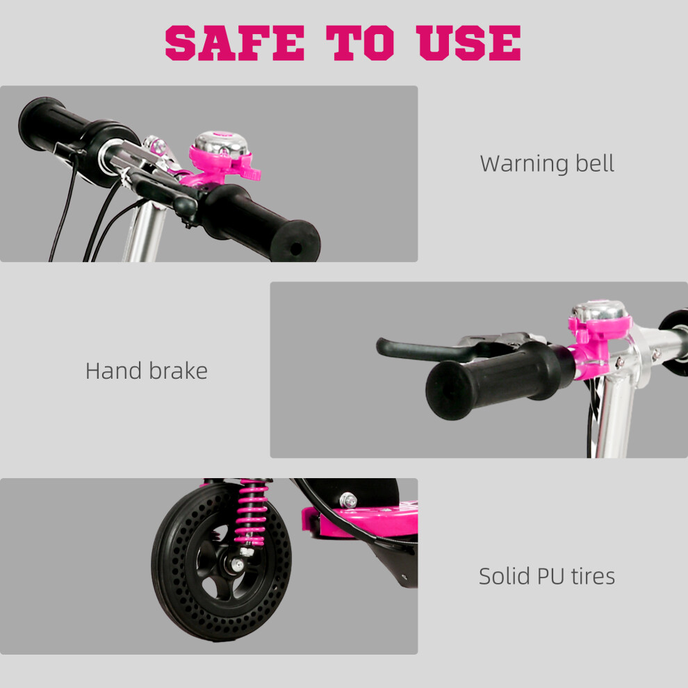 homcom-folding-ride-on-powered-scooter-w--warning-bell-for-age-4-14-years--pink