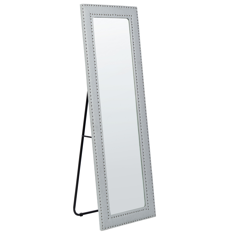 Standing Mirror LOCRONAN 150 cm Faux Leather Light Grey