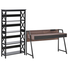 Home Office Set Dark Wood and Black FOSTER/HARWICH