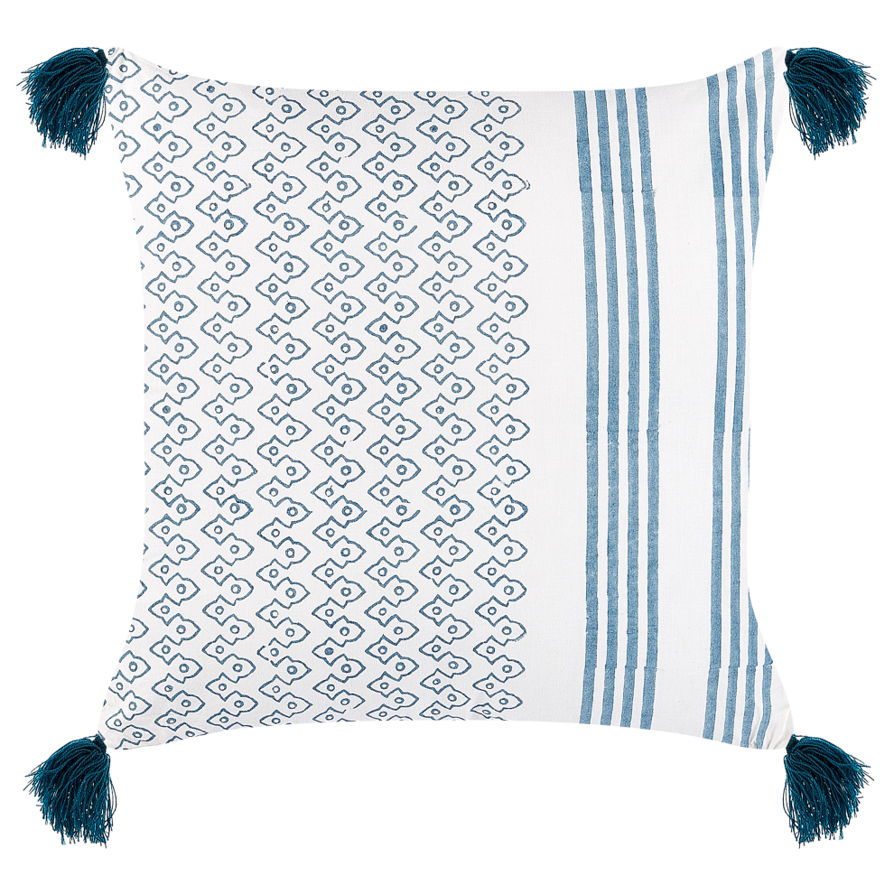 Throw Cushion TILIA Cotton 45 x 45 cm Blue Geometric Pattern