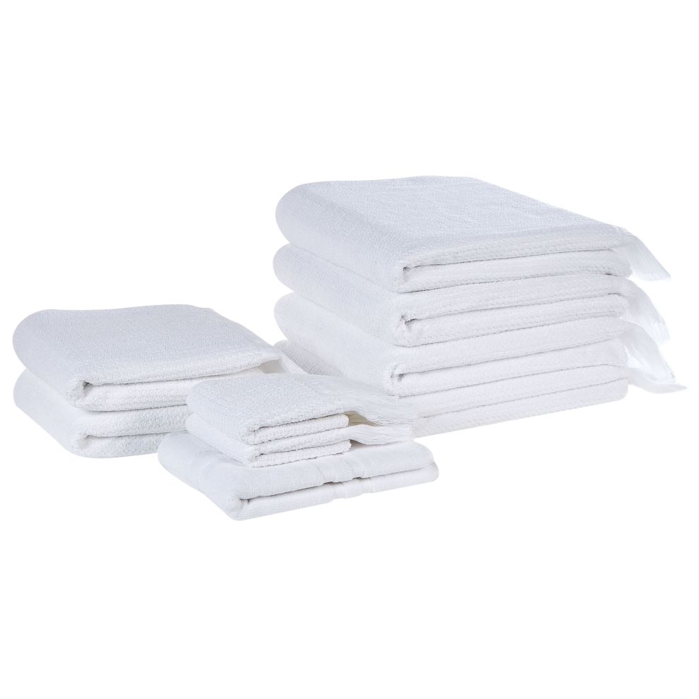 Set of 9 Towels ATIU Terry Cotton White