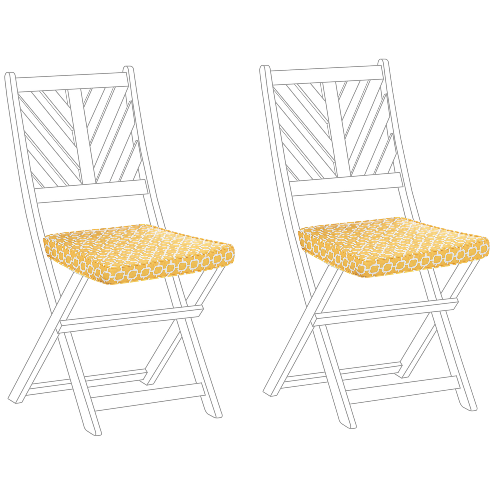 Set of 2 Garden Chair Cushions TERNI 37 x 34 cm Yellow