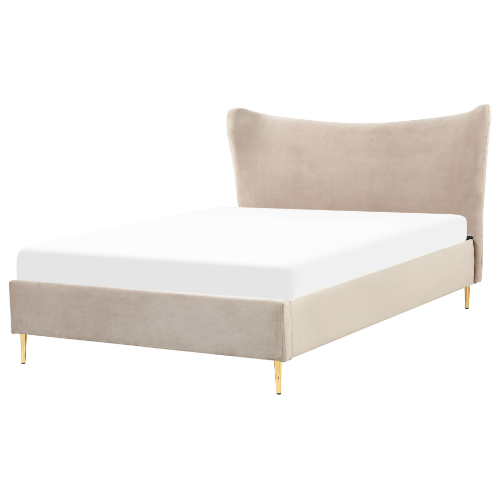 Bed Velvet CHALEIX 140 x 200 cm (EU Double) Taupe