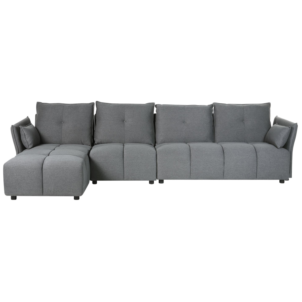 Corner Sofa TOMRA Fabric Dark Grey 4 Seater Right Hand