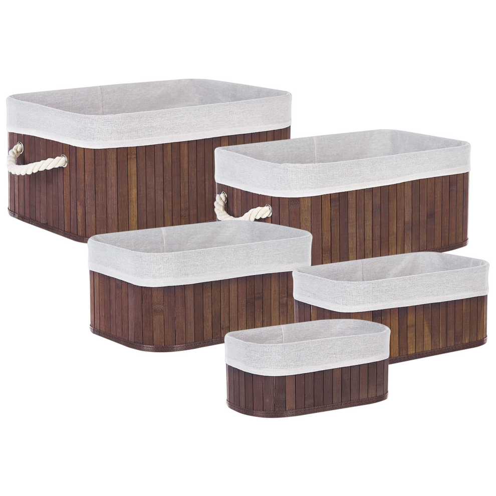 Set of 5 Baskets TALPE Bamboo Wood Brown