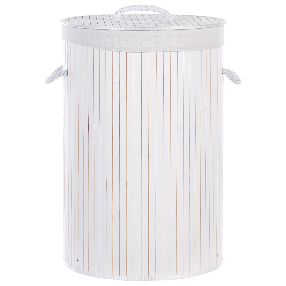 Bamboo Basket with Lid White SANNAR