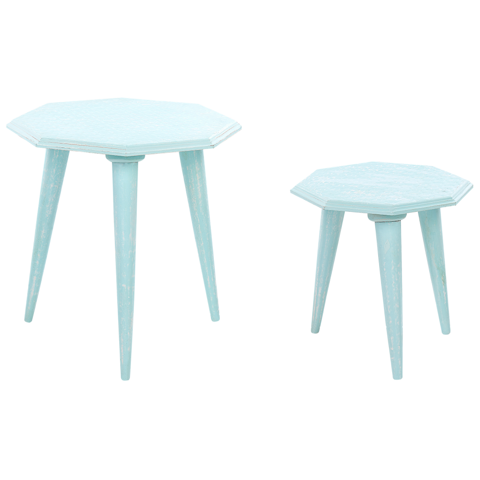 Set of 2 Side Tables KANRI Light Blue