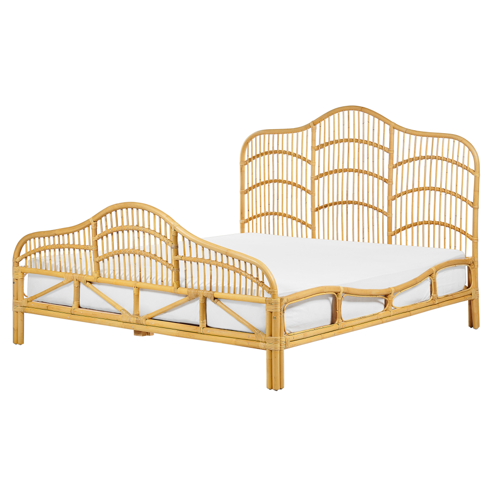 Bed Rattan DOMEYROT 160 x 200 cm (EU King Size) Light Brown