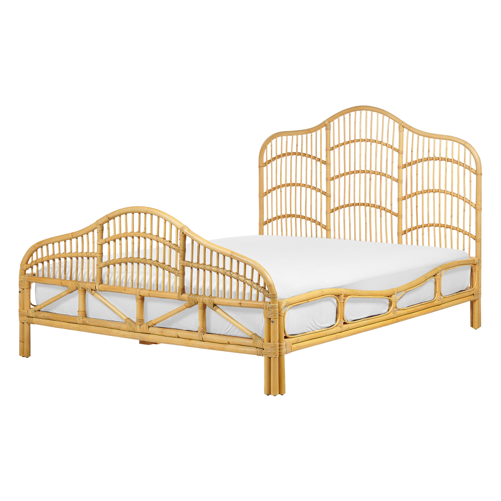 Bed Rattan DOMEYROT 140 x 200 cm (EU Double) Light Brown