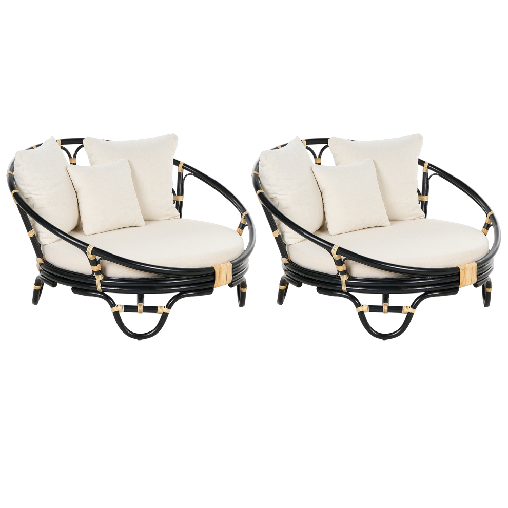 Set of 2 Garden Daybeds ROSSANO Rattan Black