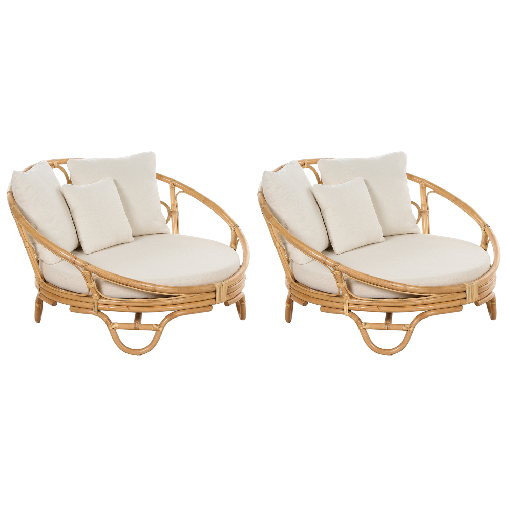 Set of 2 Garden Daybeds ROSSANO Rattan Natural