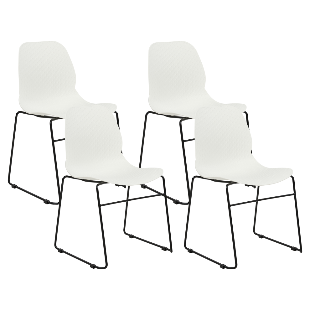 Set of 4 Conference Chairs PANORA White