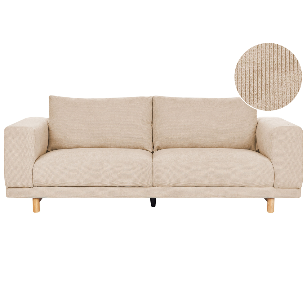 Sofa NIVALA Corduroy Beige 3 Seater
