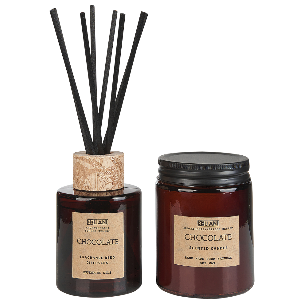 Scented Candle with Fragrance Reed Diffuser DARK ELEGANCE Soy Wax Sweet Notes