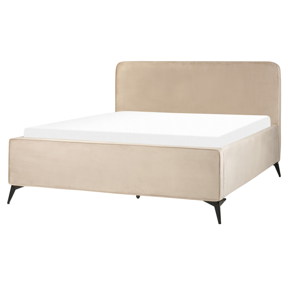 Bed Velvet VALOGNES 160 x 200 cm (EU King Size) Taupe