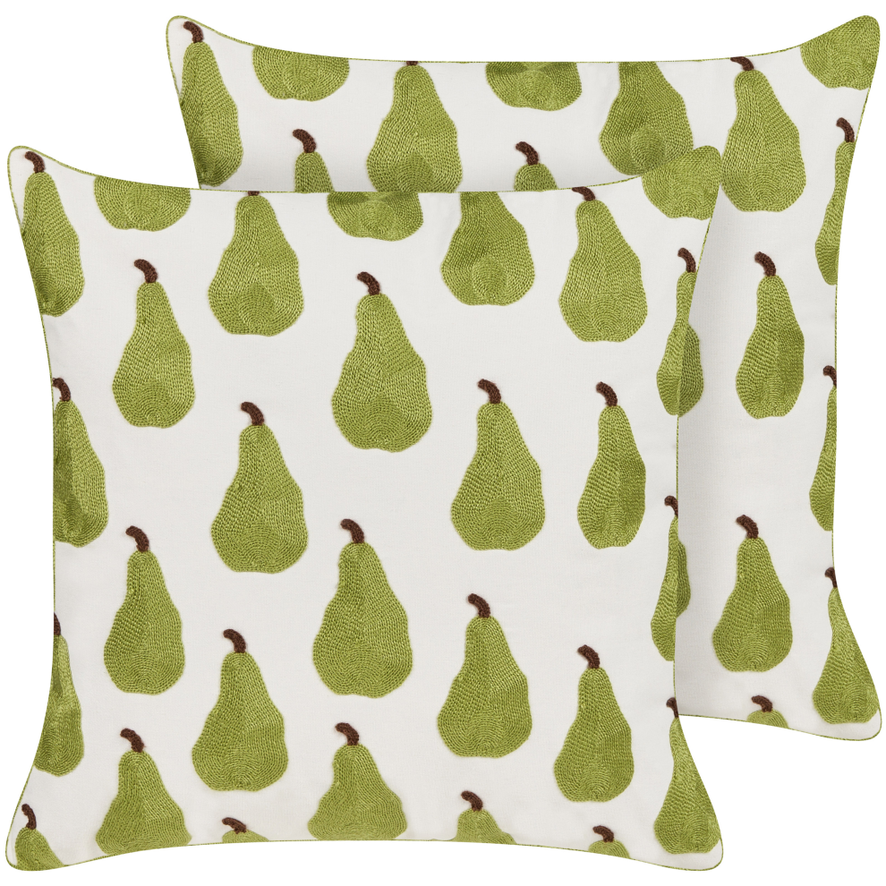 Set of 2 Decorative Cushions TRACHELIUM 45 x 45 cm Green Plant Pattern