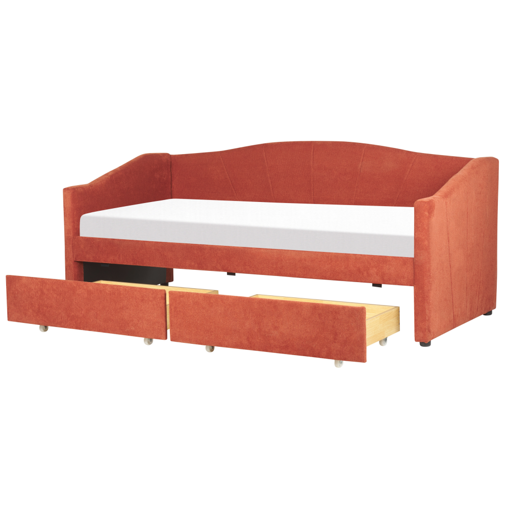 Daybed with Storage Fabric VITTEL 90 x 200 cm (EU Single) Red
