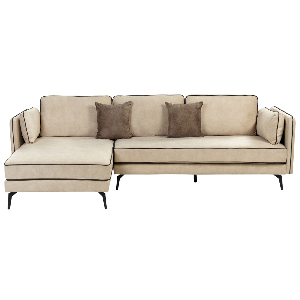 Right Hand Velvet Corner Sofa Beige ALTAN