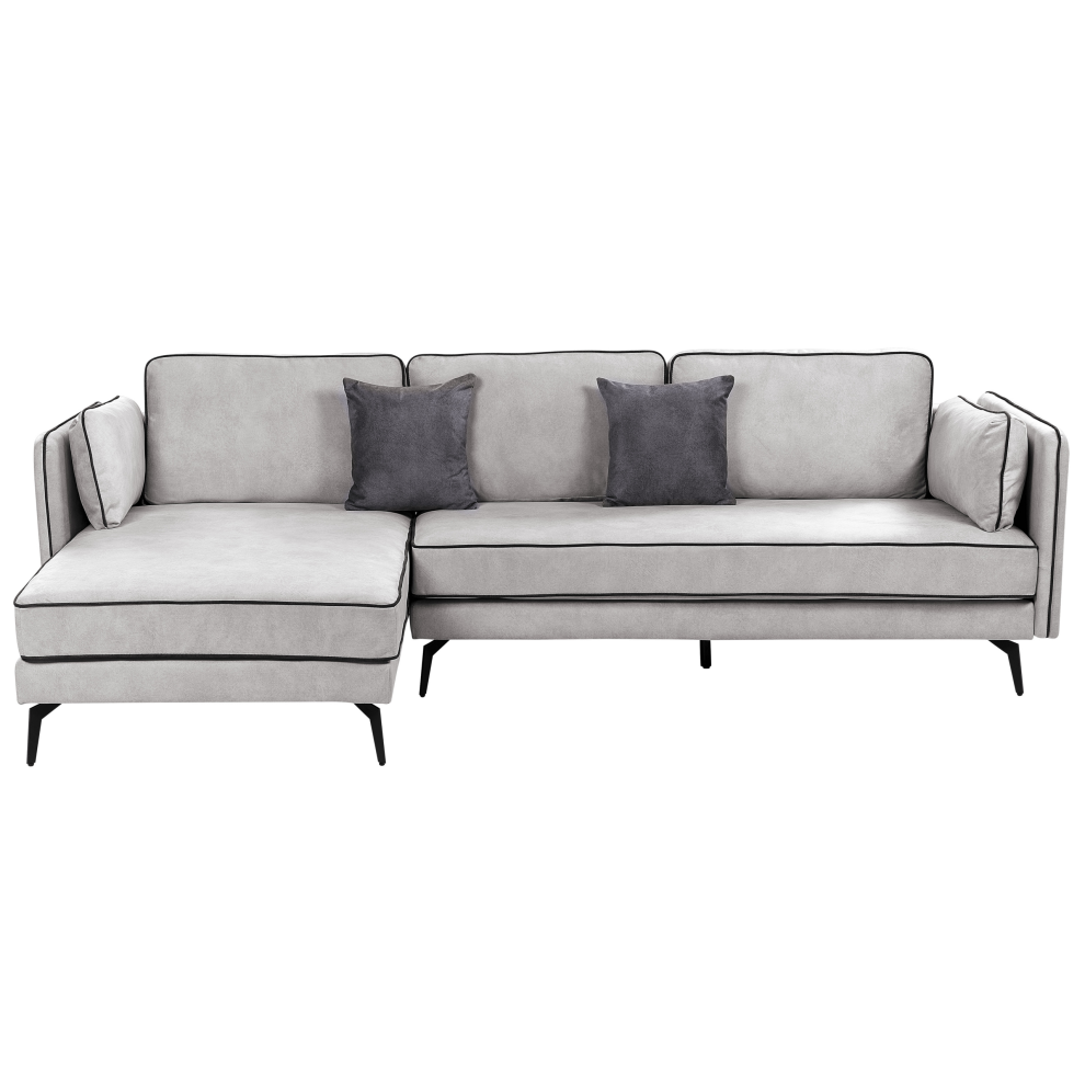 Corner Sofa ALTAN Velvet Light Grey 3 Seater Right Hand