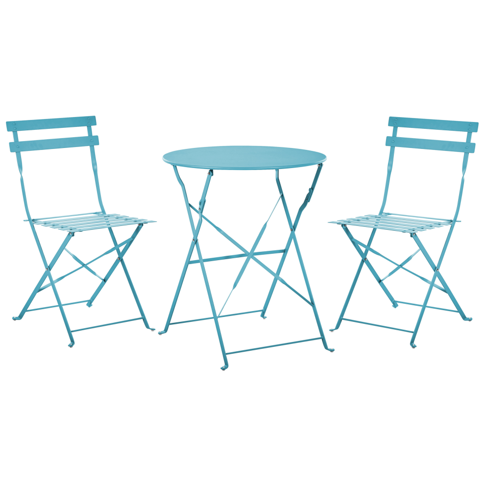 Bistro Set Folding FIORI Metal Sea Blue