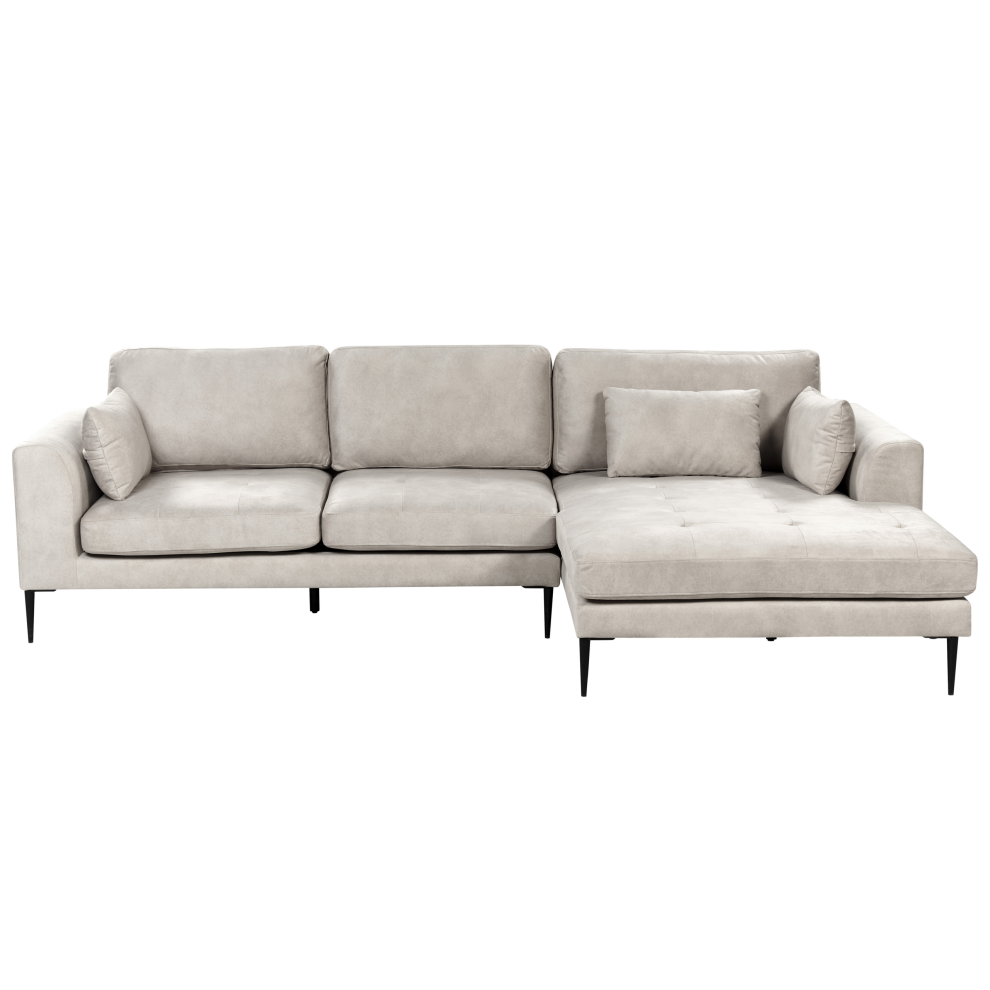 Velvet Left Hand Corner Sofa Light Grey FLAM