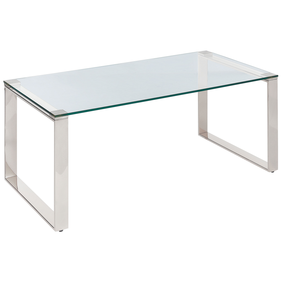 Coffee Table TILON Tempered Glass Silver