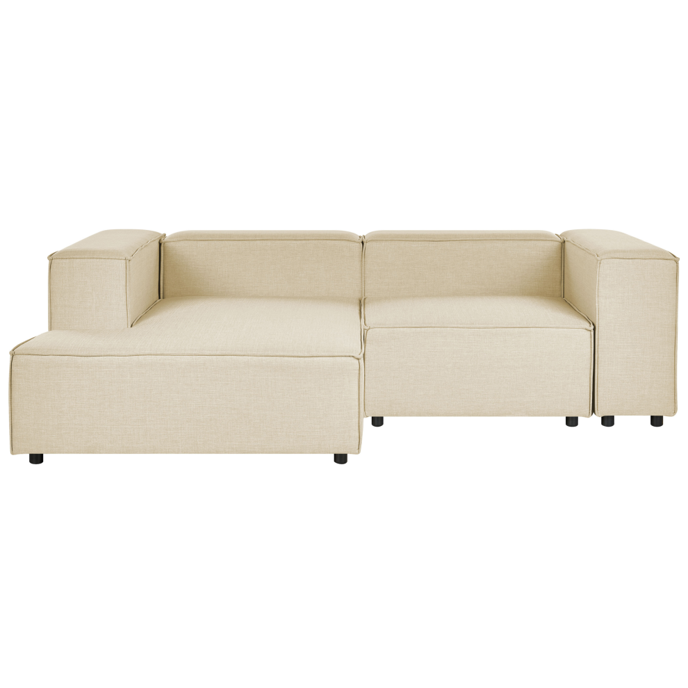 Modular Corner Sofa 2 Seater APRICA Faux Linen Beige Right Hand
