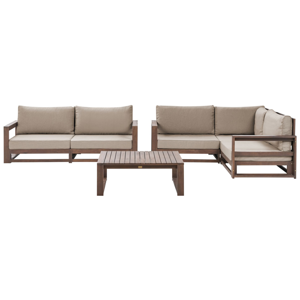 Sofa Set TIMOR FSC Certified Acacia Wood Dark Wood Reversible 4 Seater