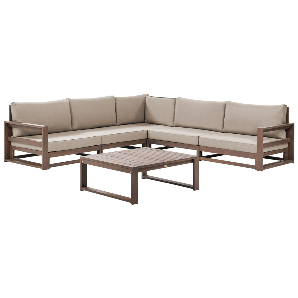 Lounge Set TIMOR FSC Certified Acacia Wood Dark Wood Reversible 5 Seater