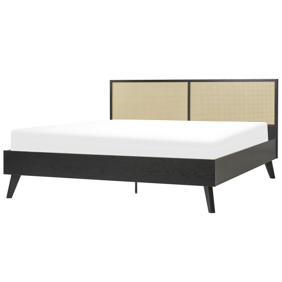 Bed Rattan MONPAZIER 180 x 200 cm (EU Super King) Black