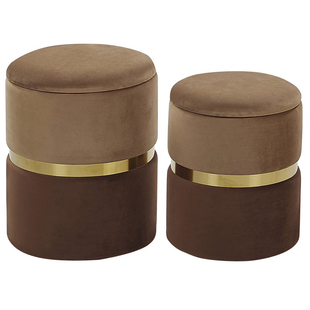 Pouffe WICHITA Set of 2 Brown Velvet 36/31 cm 36/31 cm