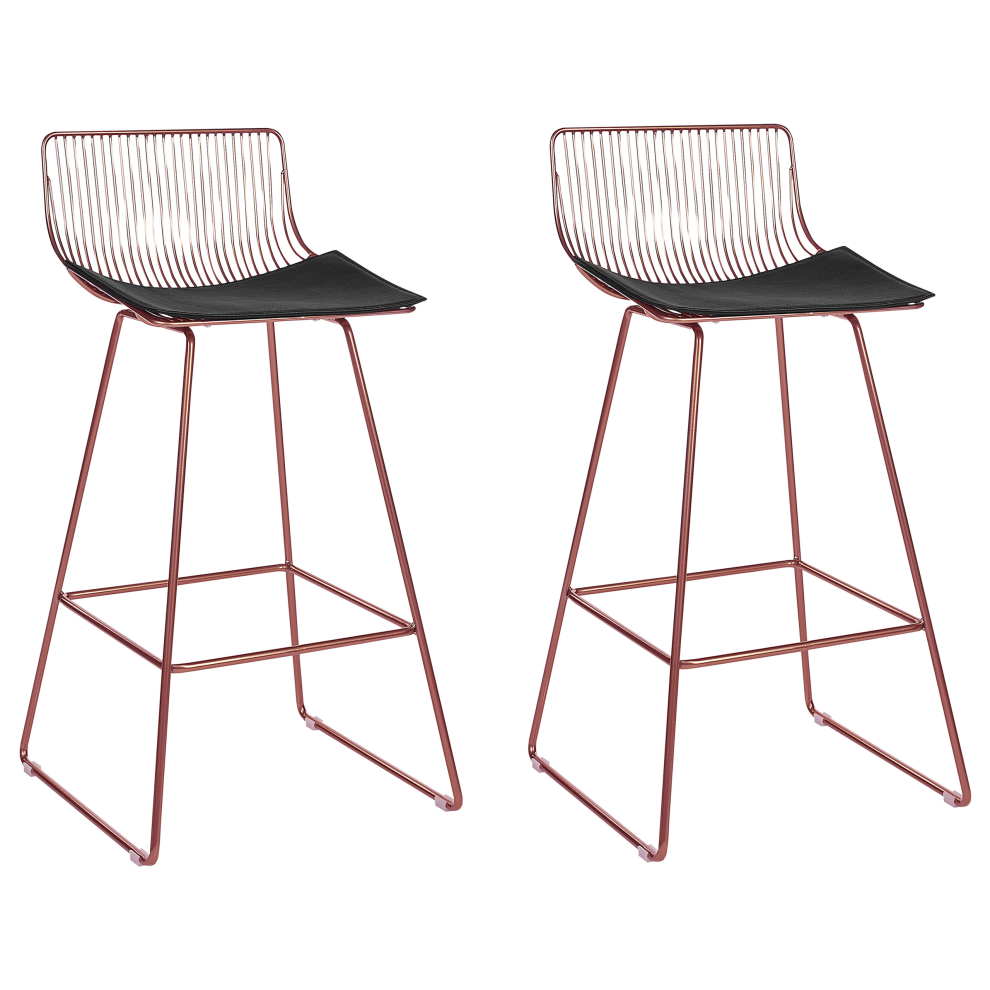 Set of 2 Bar Chairs FREDONIA Metal Rose Gold