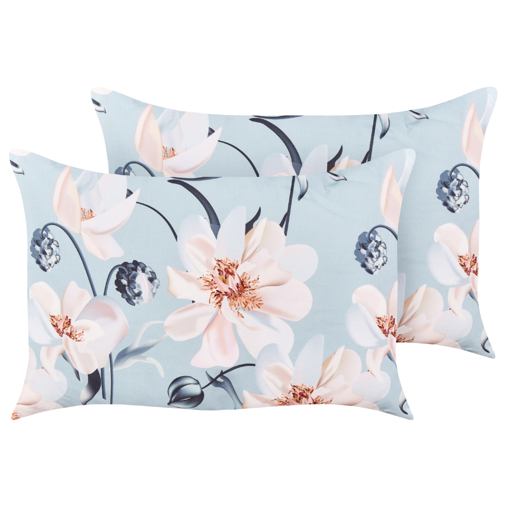 Set of 2 Outdoor Cushions APRICALE Floral Pattern 40 x 60 cm Blue