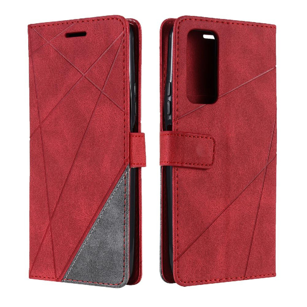 (Red) Case For Huawei Y7a Pu Leather Card Holder Kickstand Wallet Flip Folio Shockproof Magnetic Red 764762578404