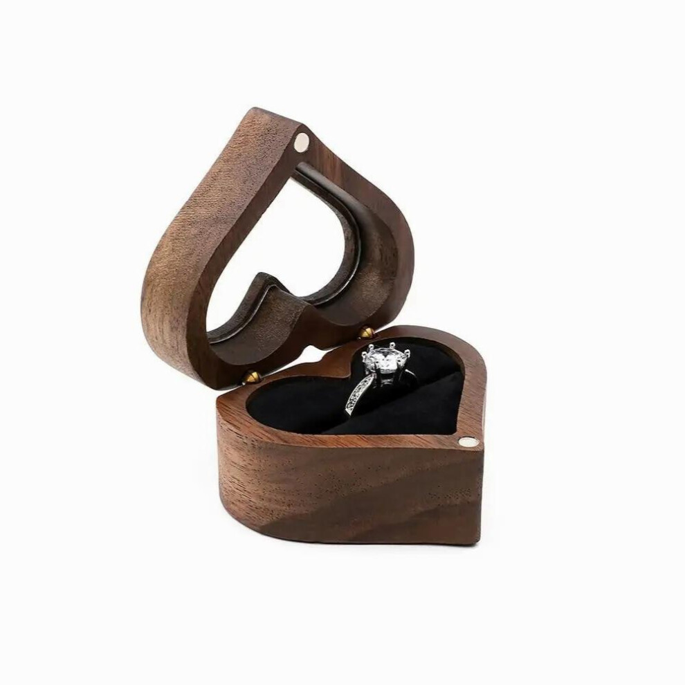 (black White-Double) Engagement Wedding Case Wooden Display Box Jewelry Box Ring Storage Box Storage Holder