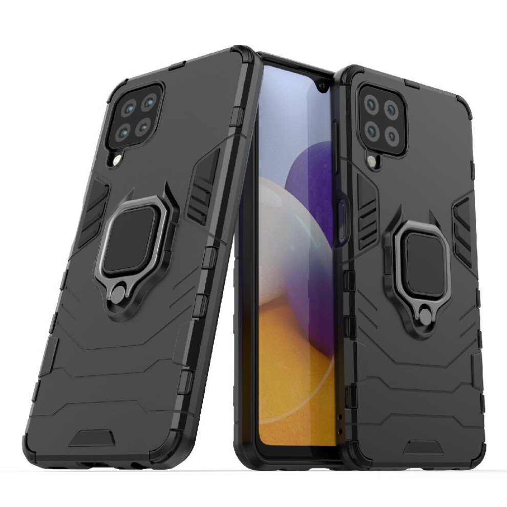 (Black) Case For Samsung Galaxy A22 4G 360Rotating Ring Shockproof Cover Military Drop Protection Kickstand Black 764762578541