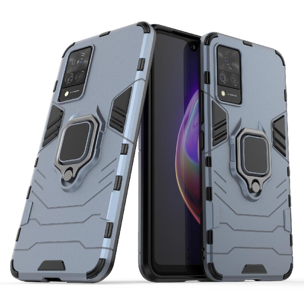 ( ) Case For Vivo V21 Shockproof Cover 360Rotating Ring Kickstand Military Drop Protection Gray 764762578596