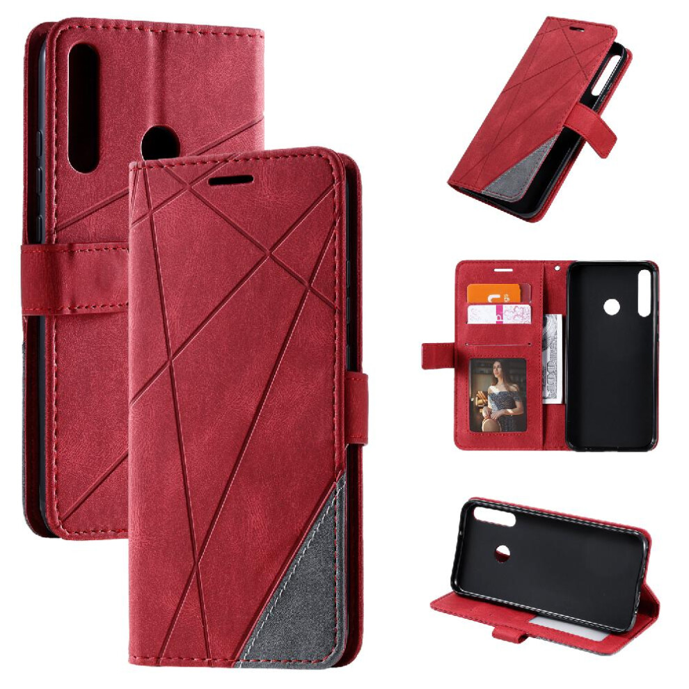 (Red) Case For Huawei P40 Lite E Magnetic Card Holder Kickstand Wallet Flip Folio Shockproof Pu Leather Red 764762578817