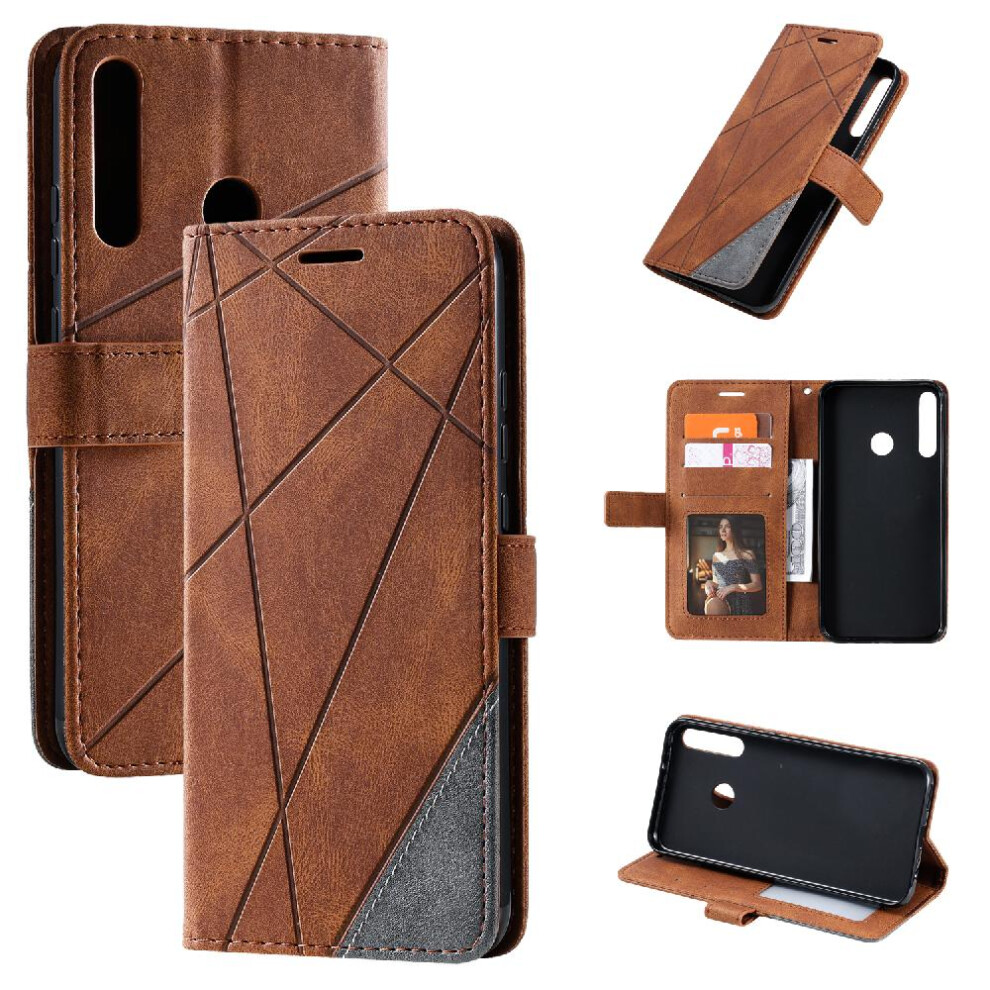 (Brown) Case For Huawei P40 Lite E Magnetic Card Holder Kickstand Wallet Flip Folio Shockproof Pu Leather Brown 764762578848
