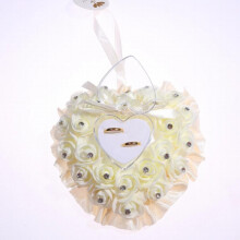 Wedding Ring Bearer Rose Flowers Pillow Heart Shape Holder Cushion Rings Bearer Pillow Wedding For Romantic Gift