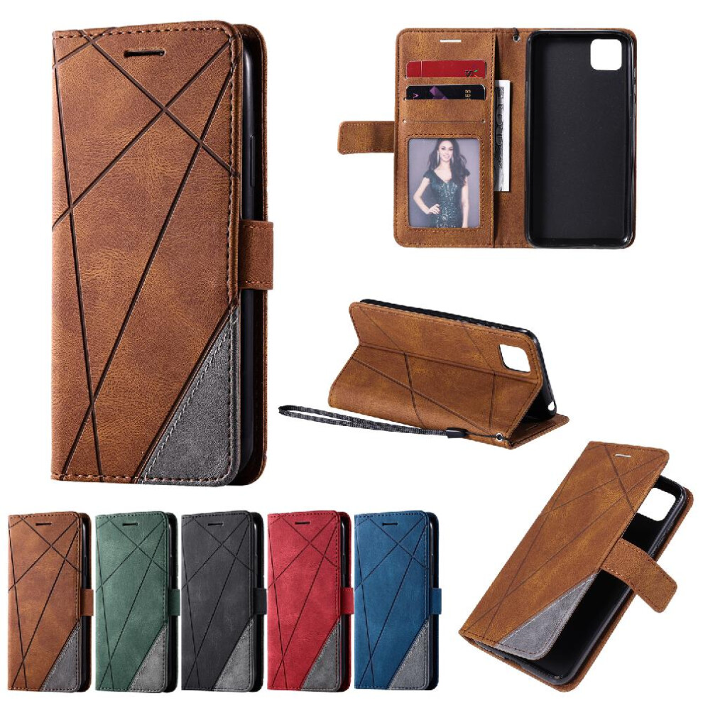 (Brown) Case For Huawei Y5p Card Holder Kickstand Magnetic Wallet Flip Folio Shockproof Pu Leather Brown 764762578992