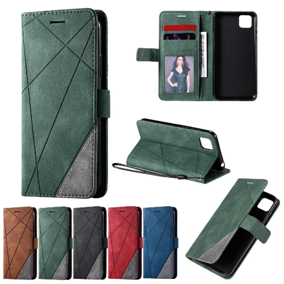(Green) Case For Huawei Y5p Card Holder Kickstand Magnetic Wallet Flip Folio Shockproof Pu Leather Green 764762578985