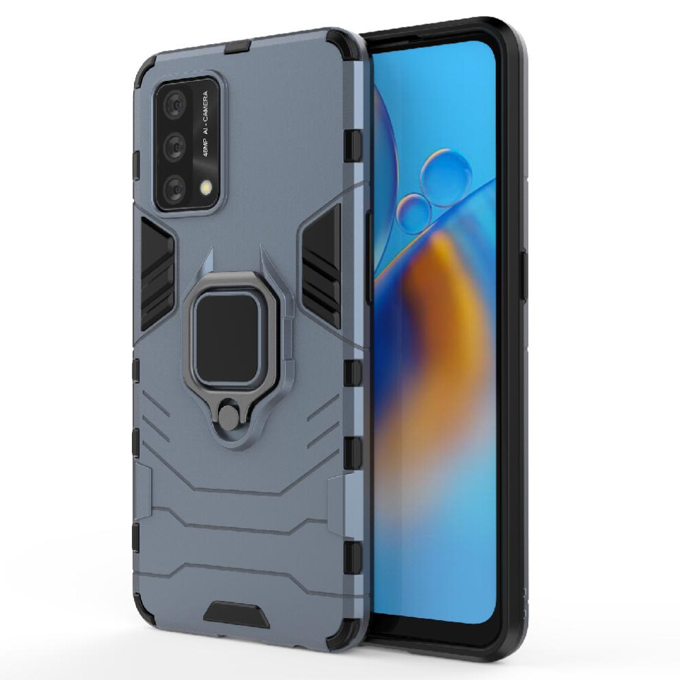 ( ) Case For Oppo A74 4G 360Rotating Ring Military Drop Protection Kickstand Shockproof Cover Gray 764762579166