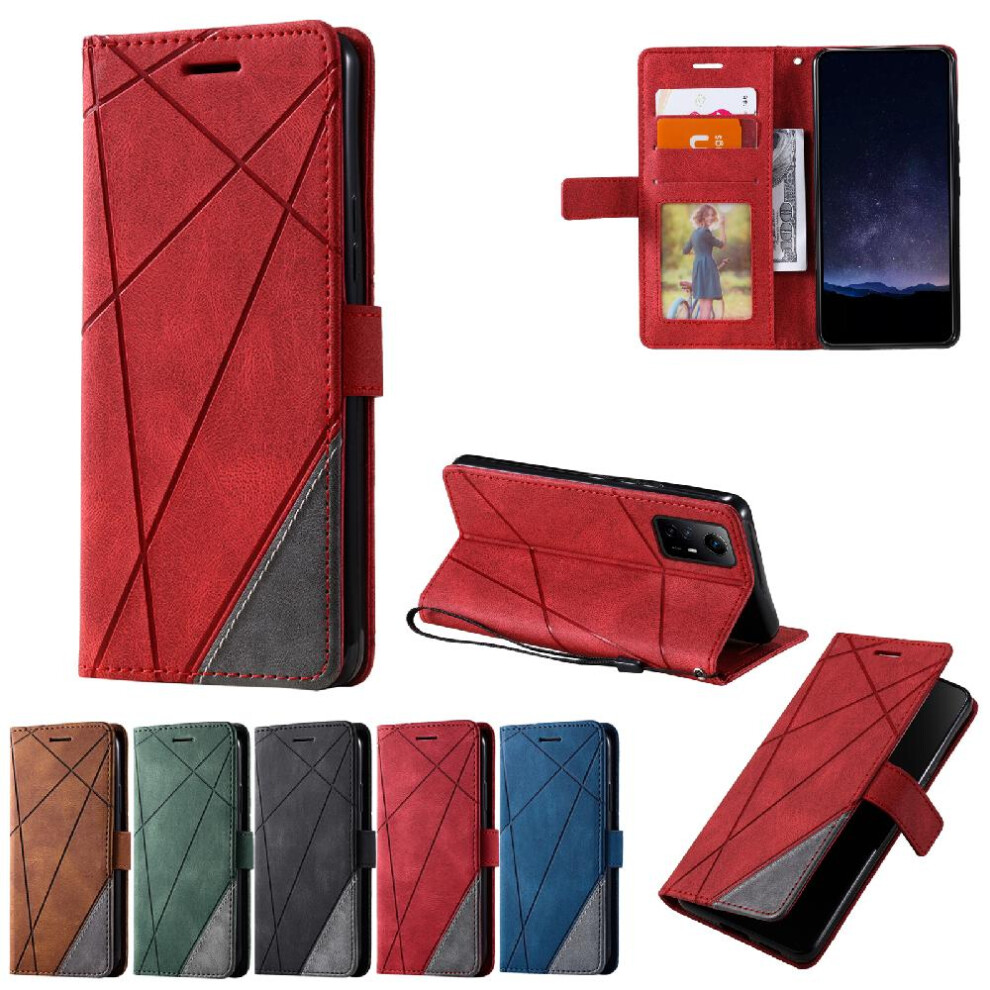 (Red) Case For Xiaomi Mi Note 12S 4G Card Holder Kickstand Wallet Flip Folio Magnetic Pu Leather Shockproof Red 764762580131