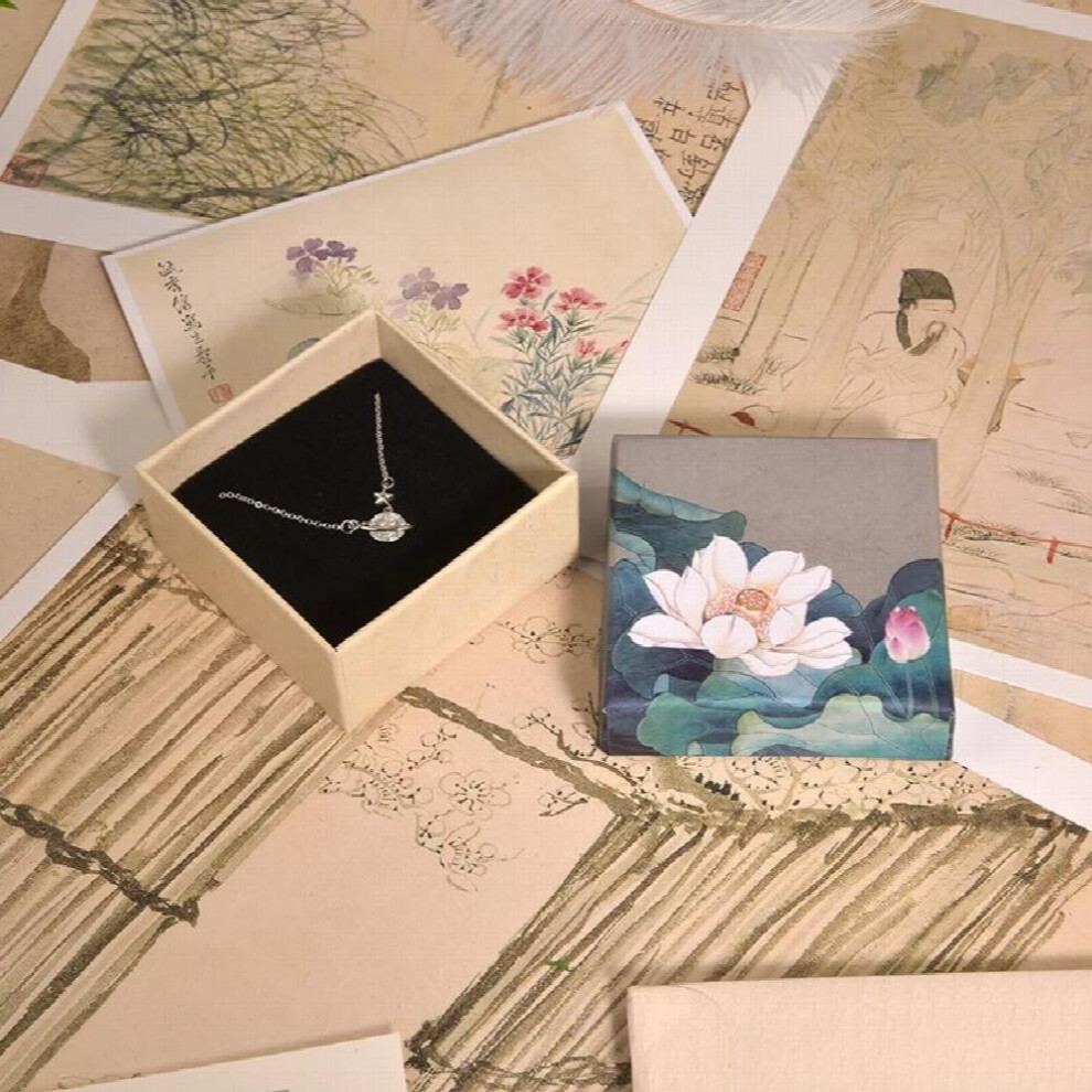 (5pcs box White-7.3x7.3x3.3cm) 5pcs/lot Chinese traditional pattern Jewelry Organizer Storage Earrings Ring Box Paper Jewellry Packaging Container-image-OPC-PBRWFJX-NEW