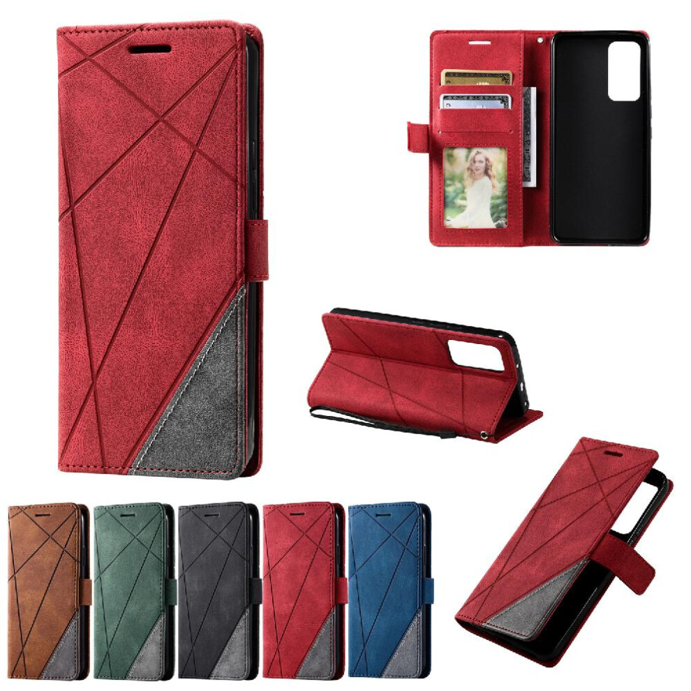 (Red) Case For Xiaomi 12T/12T Pro Card Holder Kickstand Shockproof Pu Leather Wallet Flip Folio Magnetic Red 764762581275
